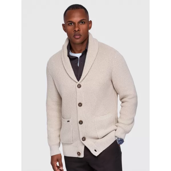  Cardigan pentru bărbați OMBRE OM-SWCD-0200 BEJ 