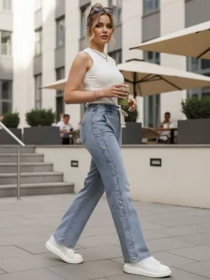 Pantaloni de dama DSTREET UY2986 ALBASTRU