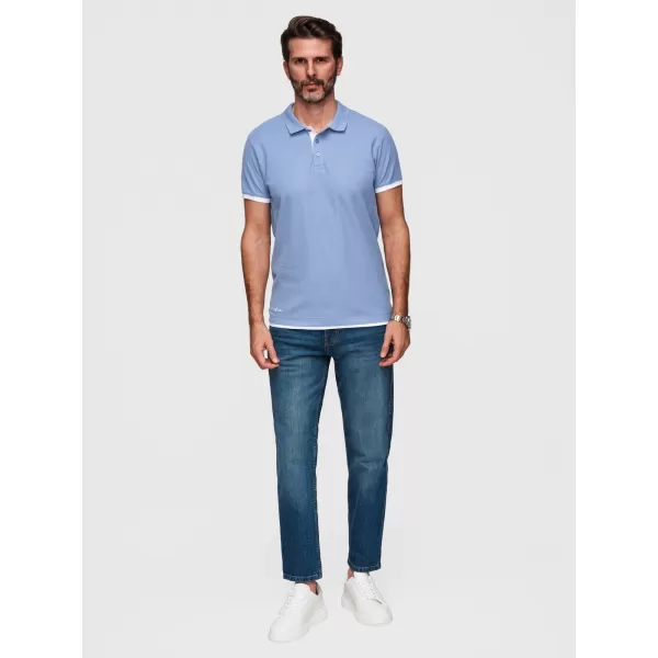  Tricou pentru bărbați cu guler OMBRE OM-POSS-0170 ALBASTRU 