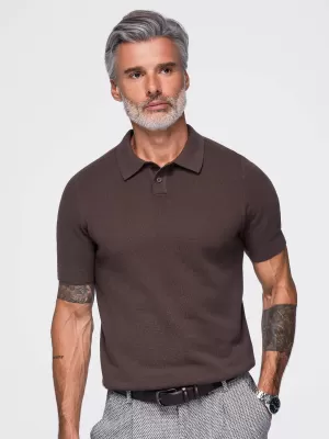 Tricou polo pentru bărbați OMBRE OM-POSS-0178 MARO ÎNCHIS