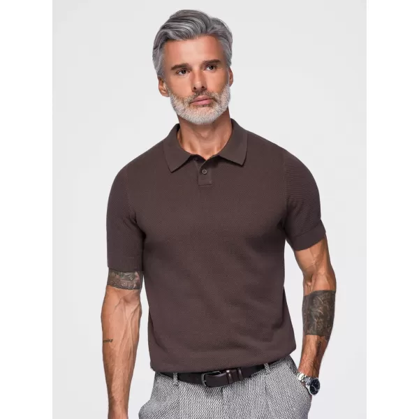  Tricou polo pentru bărbați OMBRE OM-POSS-0178 MARO ÎNCHIS 