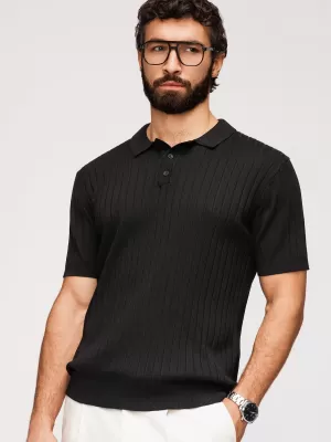 Tricou polo pentru bărbați OMBRE OM-POSS-0180 NEGRU