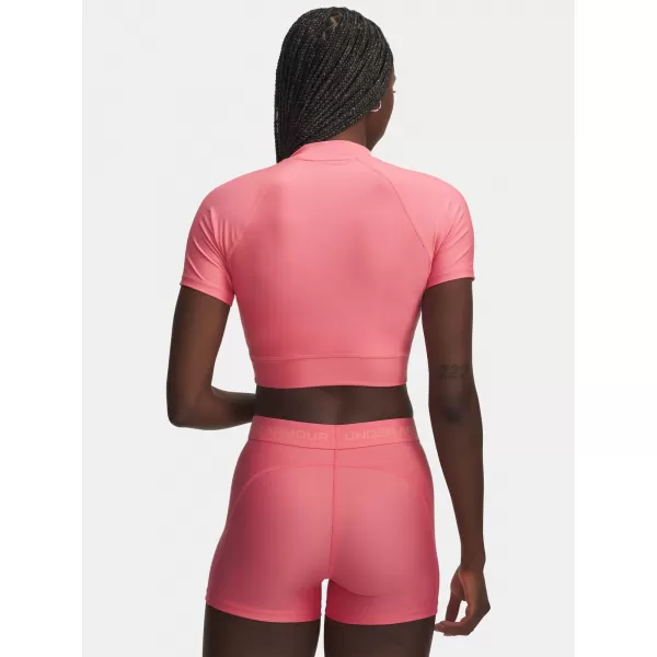  Tricou pentru femei UNDER ARMOUR HEATGEAR CROP MOCK SS 6010006-600 ROZ 