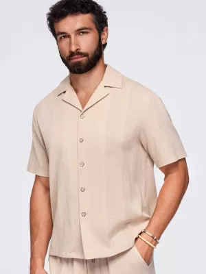 Cămașă pentru bărbați OMBRE OM-SHSS-0221 MARO DESCHIS
