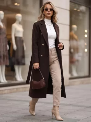 Palton de damă DSTREET NY0816 MARO