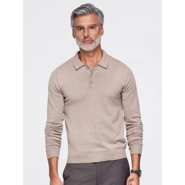  Tricou pentru bărbați cu guler OMBRE OM-POLS-0151 BEJ 