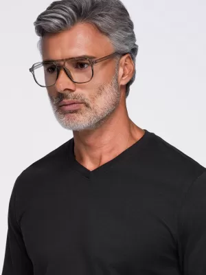 Tricou pentru bărbați OMBRE OM-LSBL-0143 NEGRU