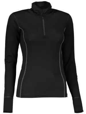 Lenjerie termică pentru femei SENSOR MERINO ACTIVE dl. rukáv zip NEAGRĂ