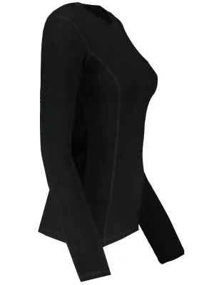 Tricou termic de damă cu mânecă lungă SENSOR DOUBLE FACE MERINO WOOL 15100029 NEGRU