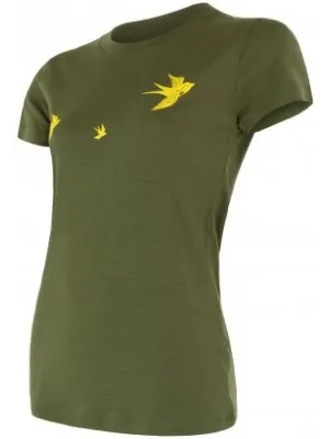 Tricou termic de damă cu mânecă scurtă SENSOR MERINO ACTIVE PT SWALLOW 17200028 SAFARI