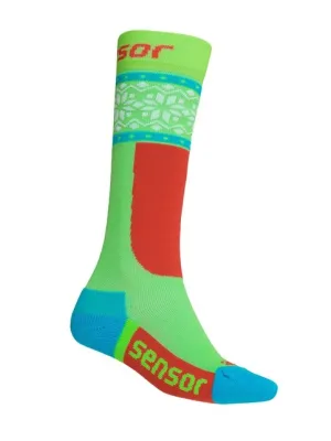 Șosete lungi de schi pentru copii SENSOR THERMOSNOW NORWAY 18200065 VERDE/ALB