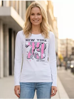 Tricou pentru femei cu mâneci lungi SAM 73 WT 765 ALB