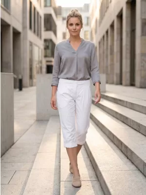 Pantaloni 3/4 pentru femei SAM 73 ELINA LPAN327 ALB