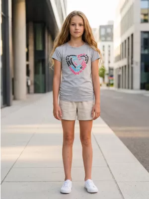 Tricou de fată cu mâneci scurte SAM 73 GT 530 GRI DESCHIS