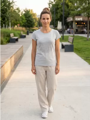 Tricou pentru femei cu mâneci scurte SAM 73 LTSP534 GRI DESCHIS