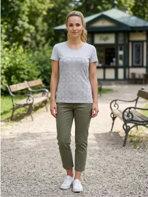 Tricou pentru femei cu mâneci scurte SAM 73 LTSP531 GRI DESCHIS