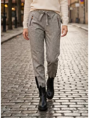Pantaloni de dama TORSTAI VENETO ALB/GRI