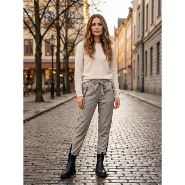  Pantaloni de dama TORSTAI VENETO ALB/GRI 