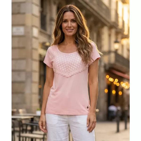  Tricou de damă cu mâneci scurte KIXMI JASMINA ROZ DESCHIS 