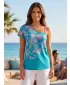 Tricou de damă cu mâneci scurte KIXMI JESSA ALBASTRU VERDE