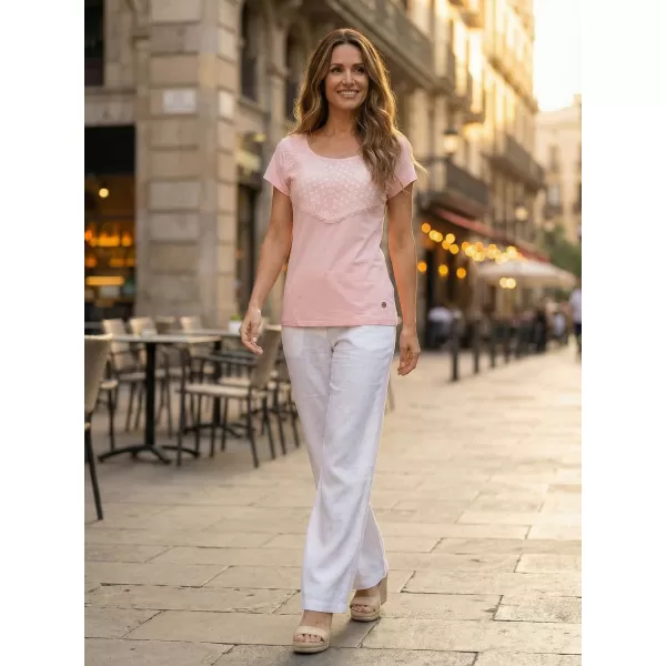  Tricou de damă cu mâneci scurte KIXMI JASMINA ROZ DESCHIS 