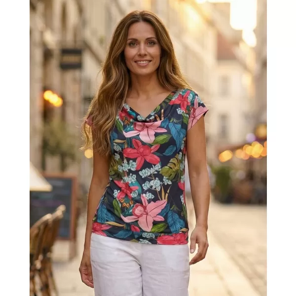  Tricou de damă cu mâneci scurte KIXMI JACINTA ALBASTRU INCHIS 