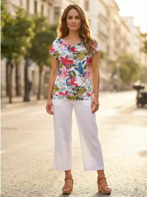 Tricou de damă cu mâneci scurte KIXMI JACINTA ALB