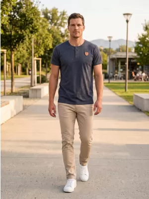 Tricou pentru bărbați cu mâneci scurte SAM 73 MT 763 ALBASTRU ÎNCHIS