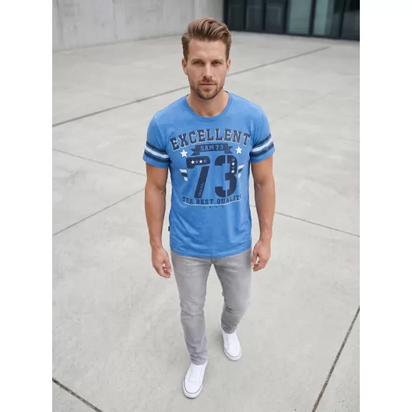  Tricou pentru bărbați cu mâneci scurte SAM 73 MT 762 ALBASTRU 