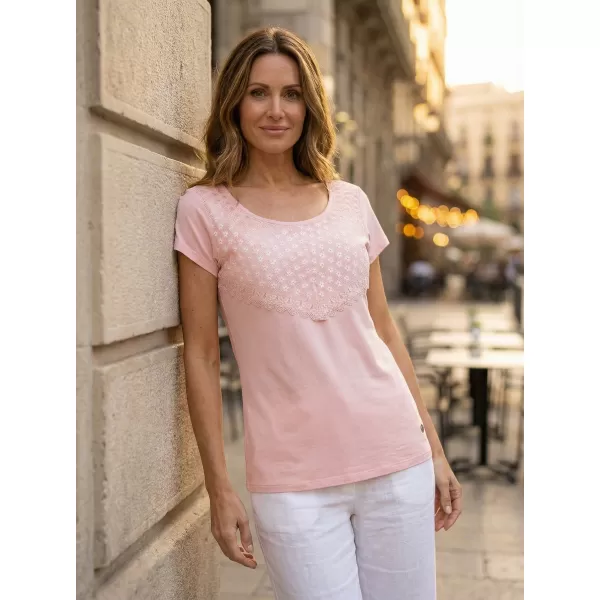  Tricou de damă cu mâneci scurte KIXMI JASMINA ROZ DESCHIS 