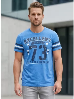 Tricou pentru bărbați cu mâneci scurte SAM 73 MT 762 ALBASTRU