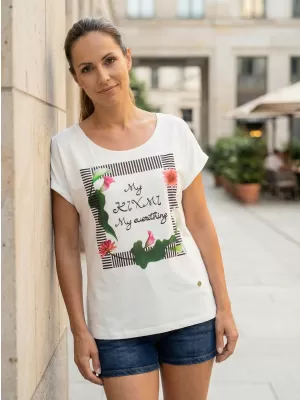 Tricou de damă cu mâneci scurte KIXMI JENNY ALB