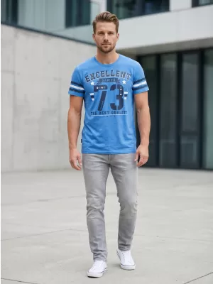 Tricou pentru bărbați cu mâneci scurte SAM 73 MT 762 ALBASTRU