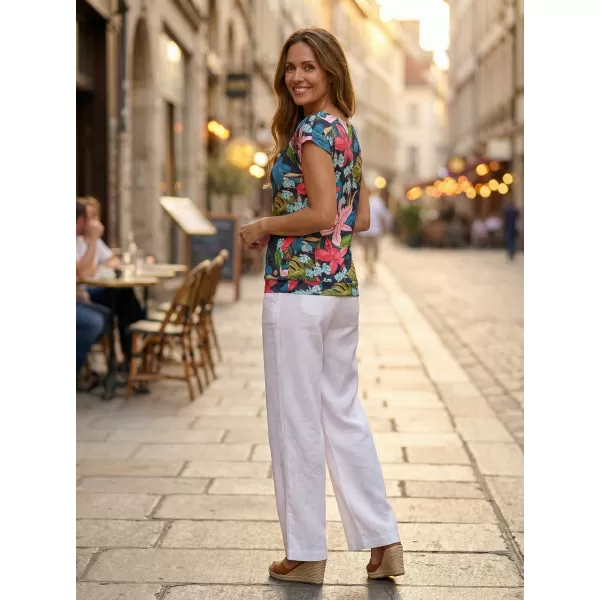  Tricou de damă cu mâneci scurte KIXMI JACINTA ALBASTRU INCHIS 