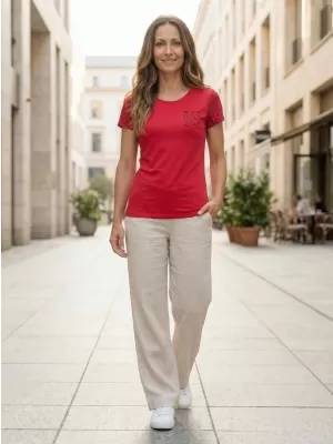 Tricou pentru femei cu mâneci scurte SAM 73 WT 800 ROŞU