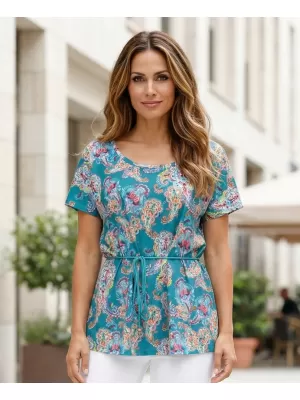 Tricou de damă cu mâneci scurte KIXMI JANELLA ALBASTRU