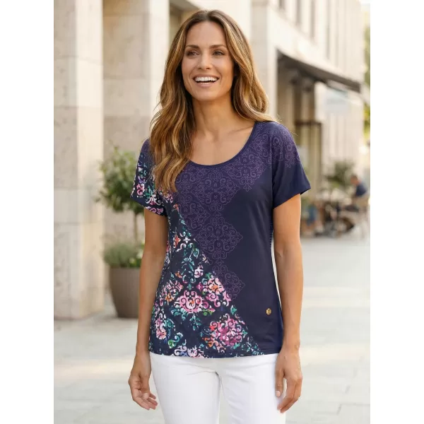  Tricou de damă cu mâneci scurte KIXMI JESSIA ALBASTRU INCHIS 