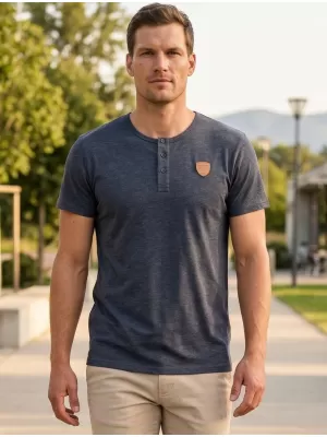 Tricou pentru bărbați cu mâneci scurte SAM 73 MT 763 ALBASTRU ÎNCHIS