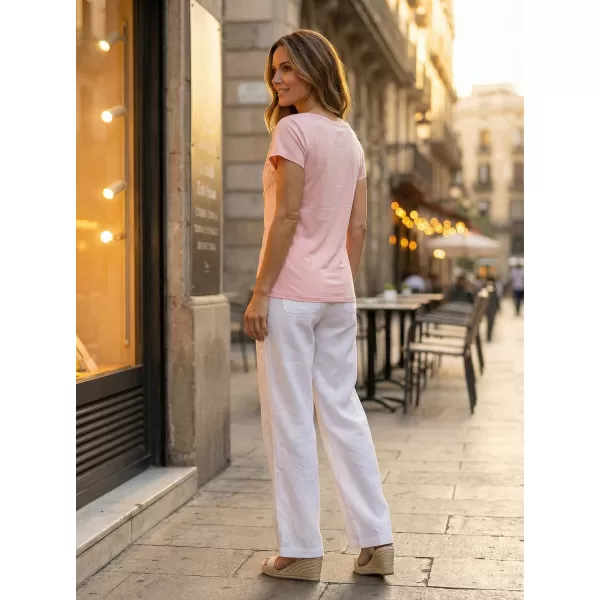  Tricou de damă cu mâneci scurte KIXMI JASMINA ROZ DESCHIS 