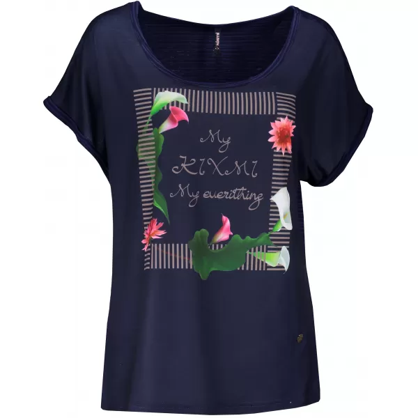  Tricou de damă cu mâneci scurte KIXMI JENNY ALBASTRU INCHIS 