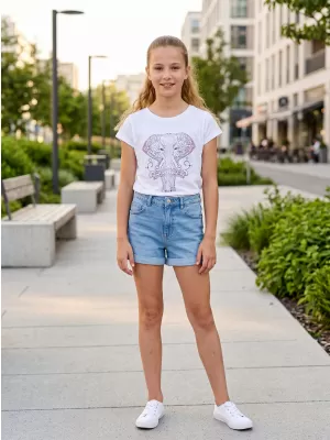 Tricou de fată cu mâneci scurte SAM 73 KTSR255 ALB