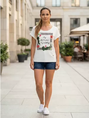 Tricou de damă cu mâneci scurte KIXMI JENNY ALB