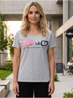 Tricou pentru femei cu mâneci scurte SAM 73 WT 801 GRI DESCHIS