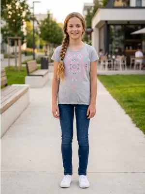 Tricou de fată cu mâneci scurte SAM 73 GT 535 GRI DESCHIS