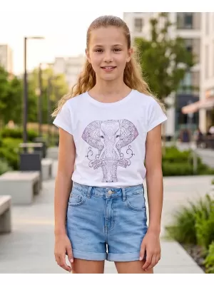 Tricou de fată cu mâneci scurte SAM 73 KTSR255 ALB