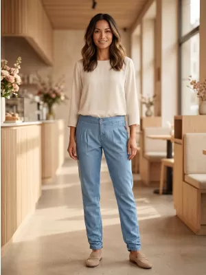 Pantalonii pentru doamne SAM 73 WK 755 DENIM LUMINOS