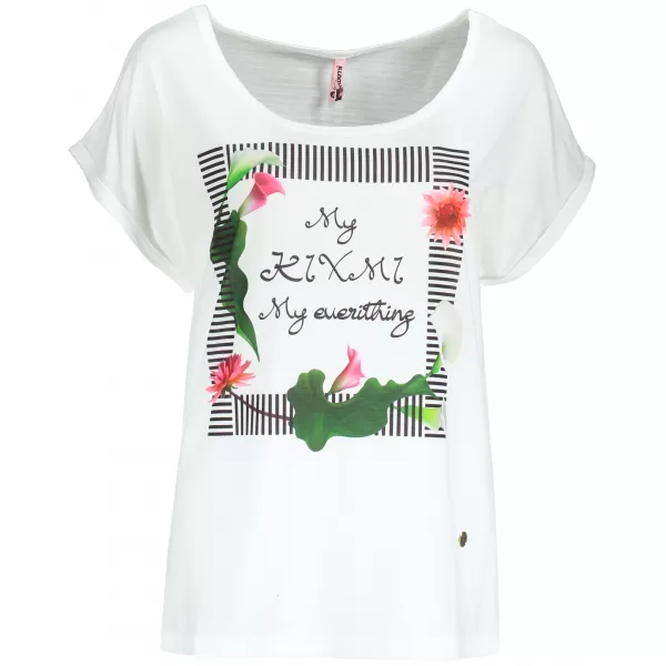  Tricou de damă cu mâneci scurte KIXMI JENNY ALB 