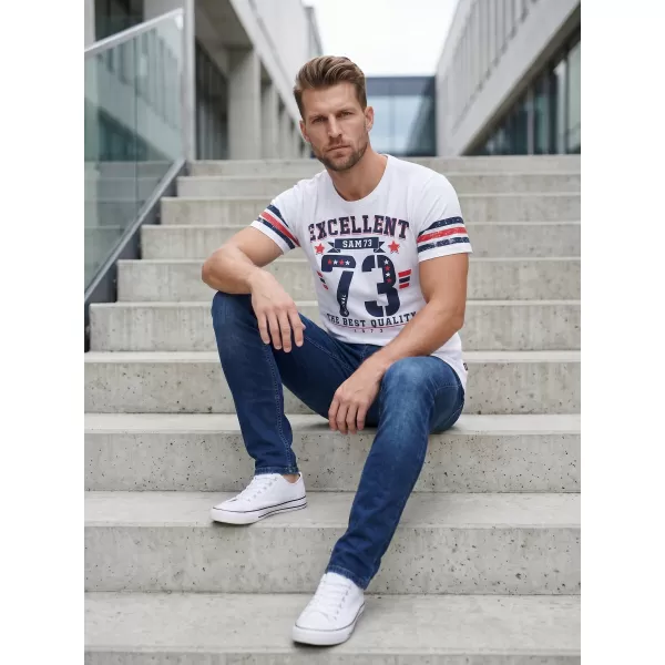  Tricou pentru bărbați cu mâneci scurte SAM 73 MT 762 ALB 