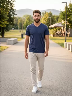 Tricou pentru bărbați cu mâneci scurte SAM 73 LADIUS MTSR524 ALBASTRU ÎNCHIS