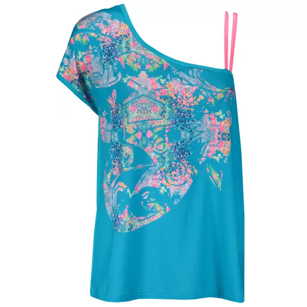  Tricou de damă cu mâneci scurte KIXMI JESSA ALBASTRU VERDE 